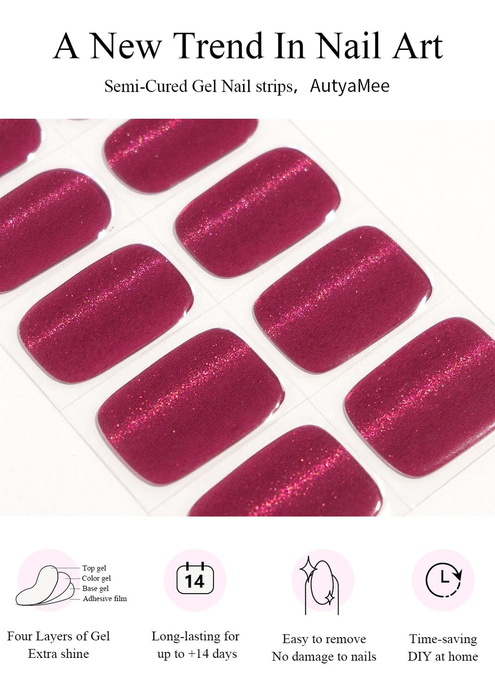AutyaMee UV/LED lamp curing nail strips for fast finishes
