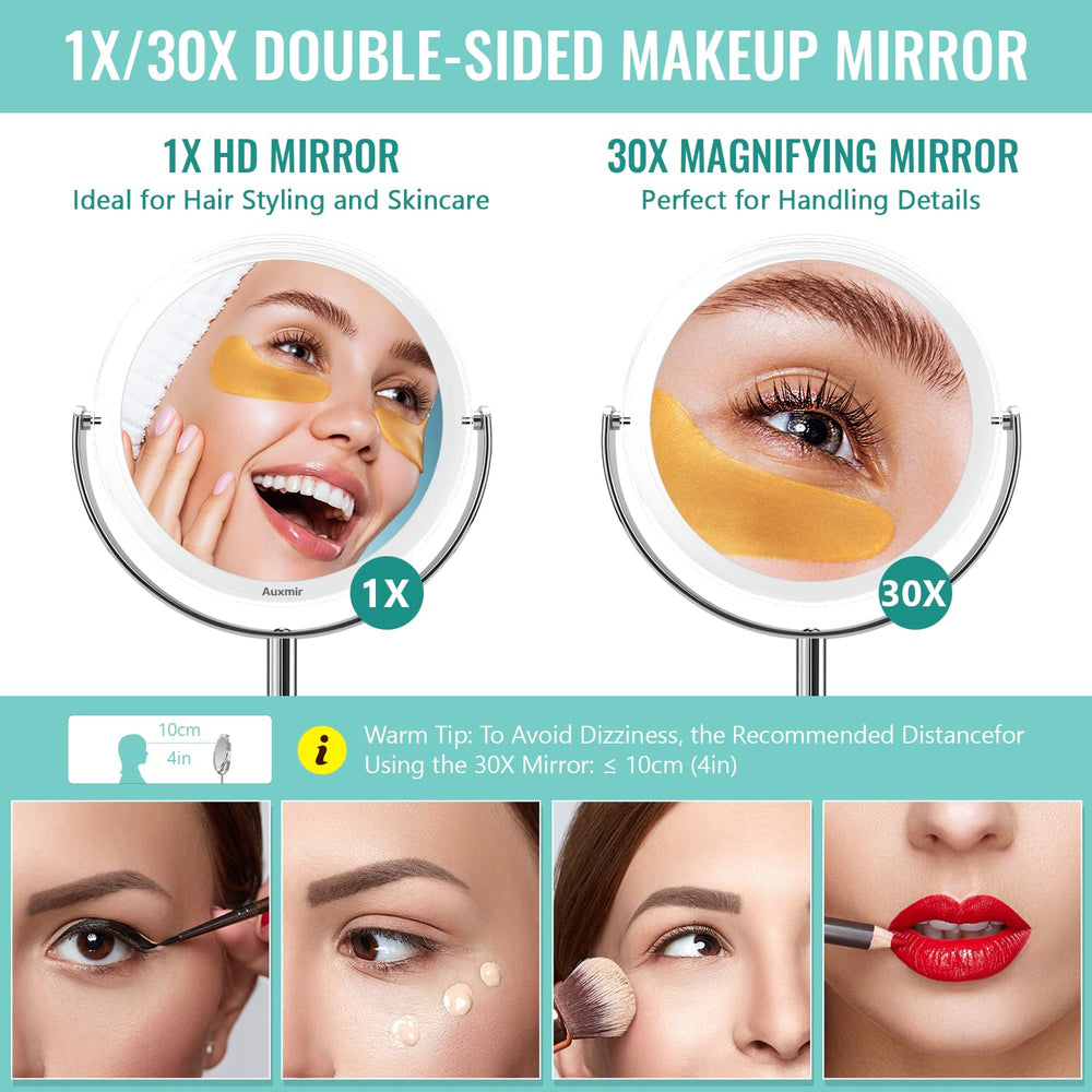 Auxmir 1x HD magnifying mirror for natural reflections.