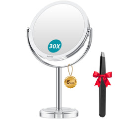 Auxmir 30x magnifying mirror for precise makeup and grooming.