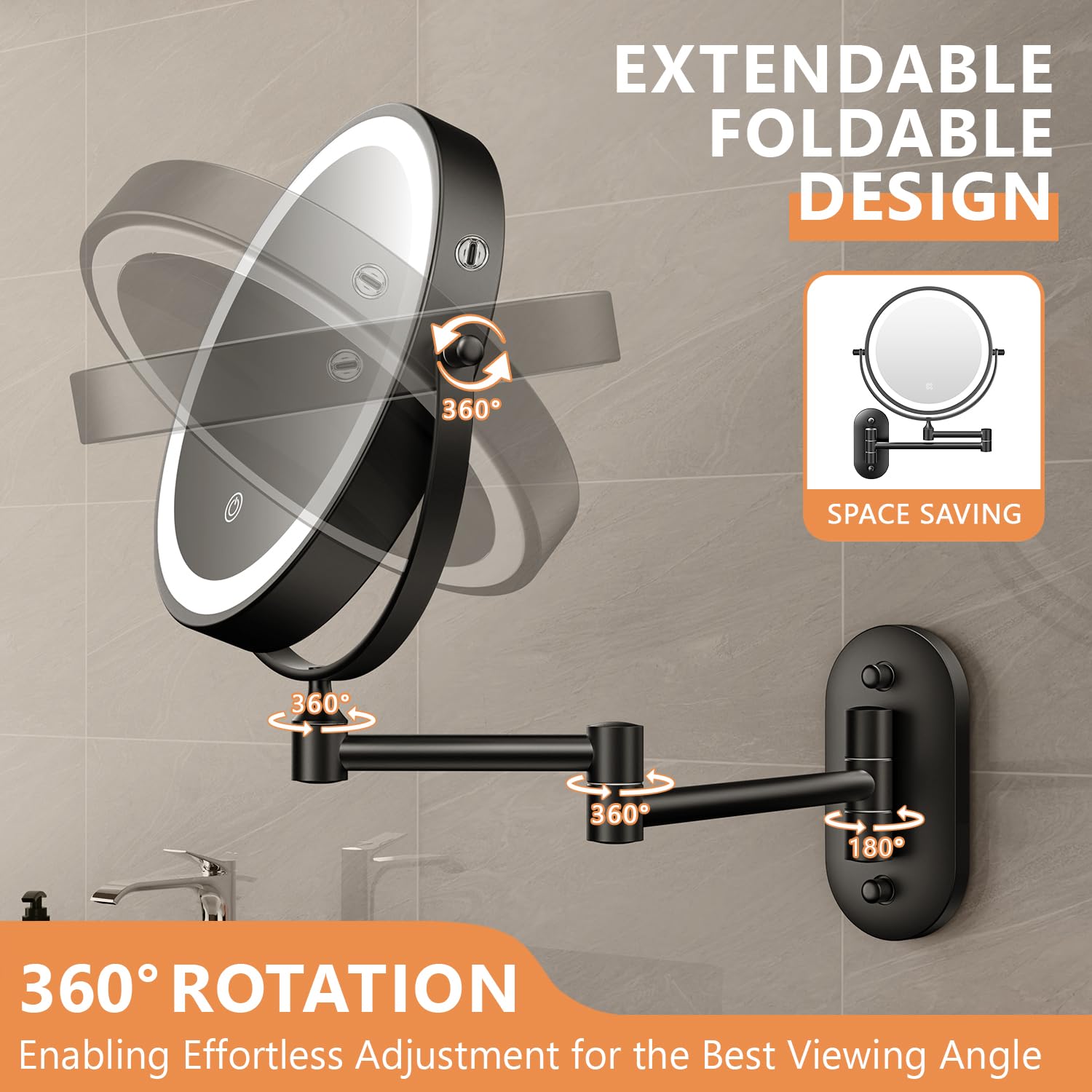Auxmir 360-degree swivel extendable arm for flexible viewing angles