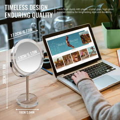 Auxmir 360° rotation tabletop mirror with adjustable viewing angles.