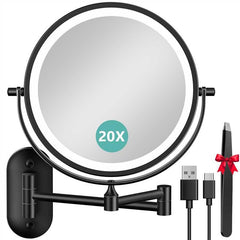 Auxmir 8-inch double-sided makeup mirror with 20x magnification for precise grooming