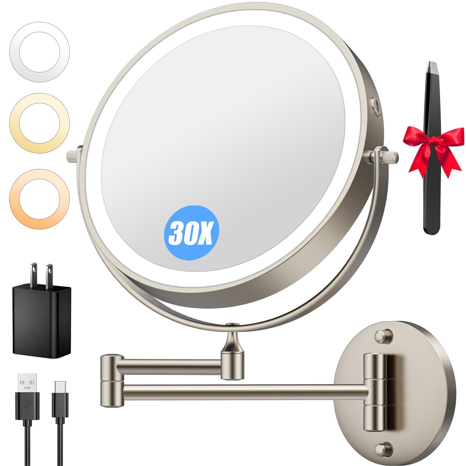 Auxmir 9inch lighted makeup mirror offers a wide view for even makeup.