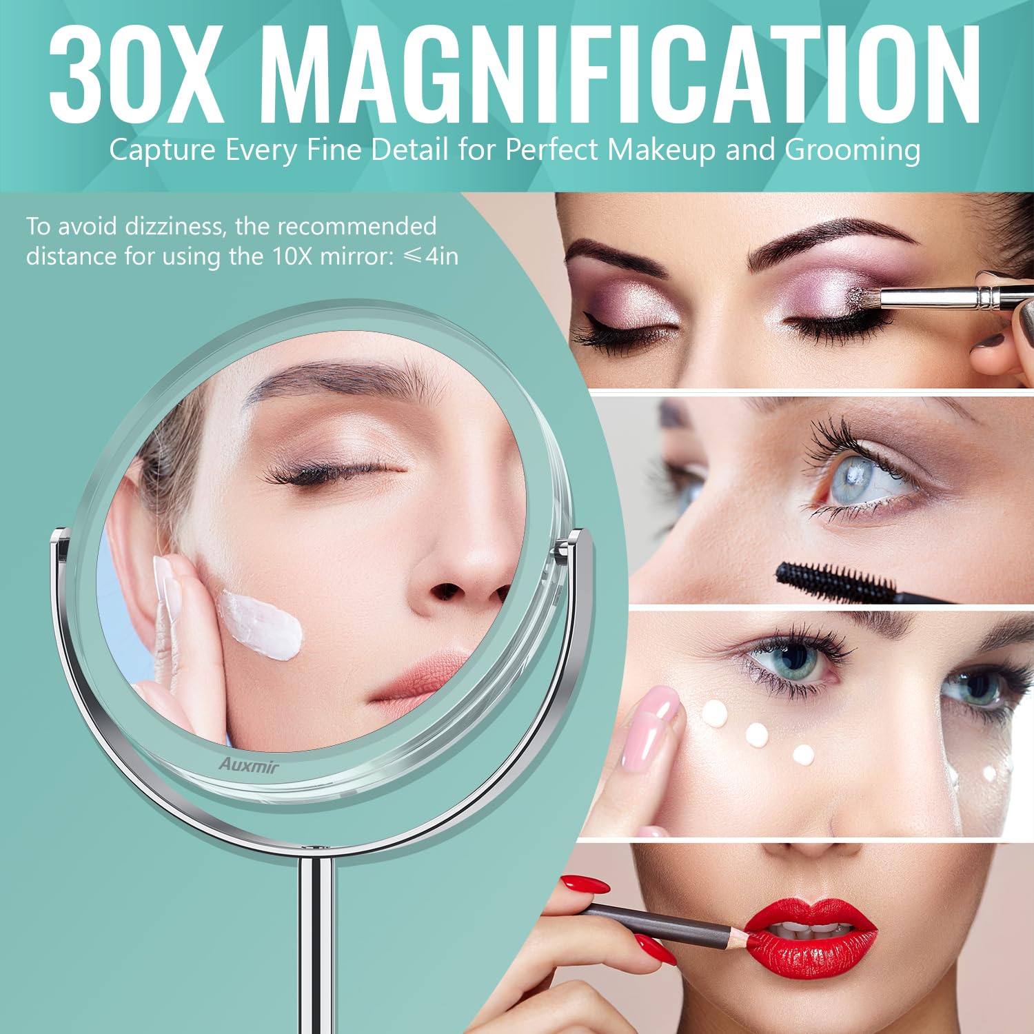 Auxmir detachable travel mirror folds compactly for packing.