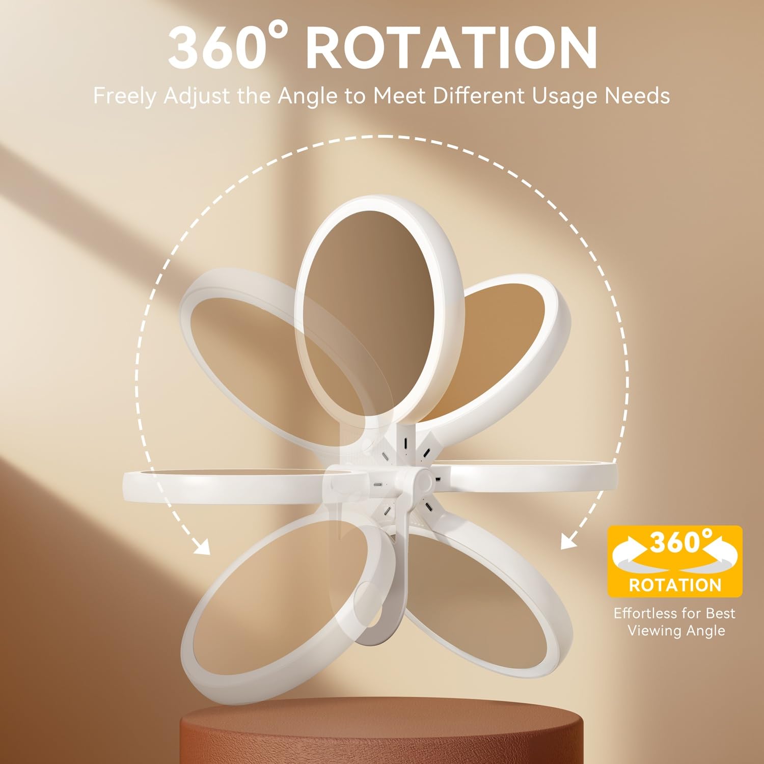 Auxmir foldable design with rotation for easy positioning.