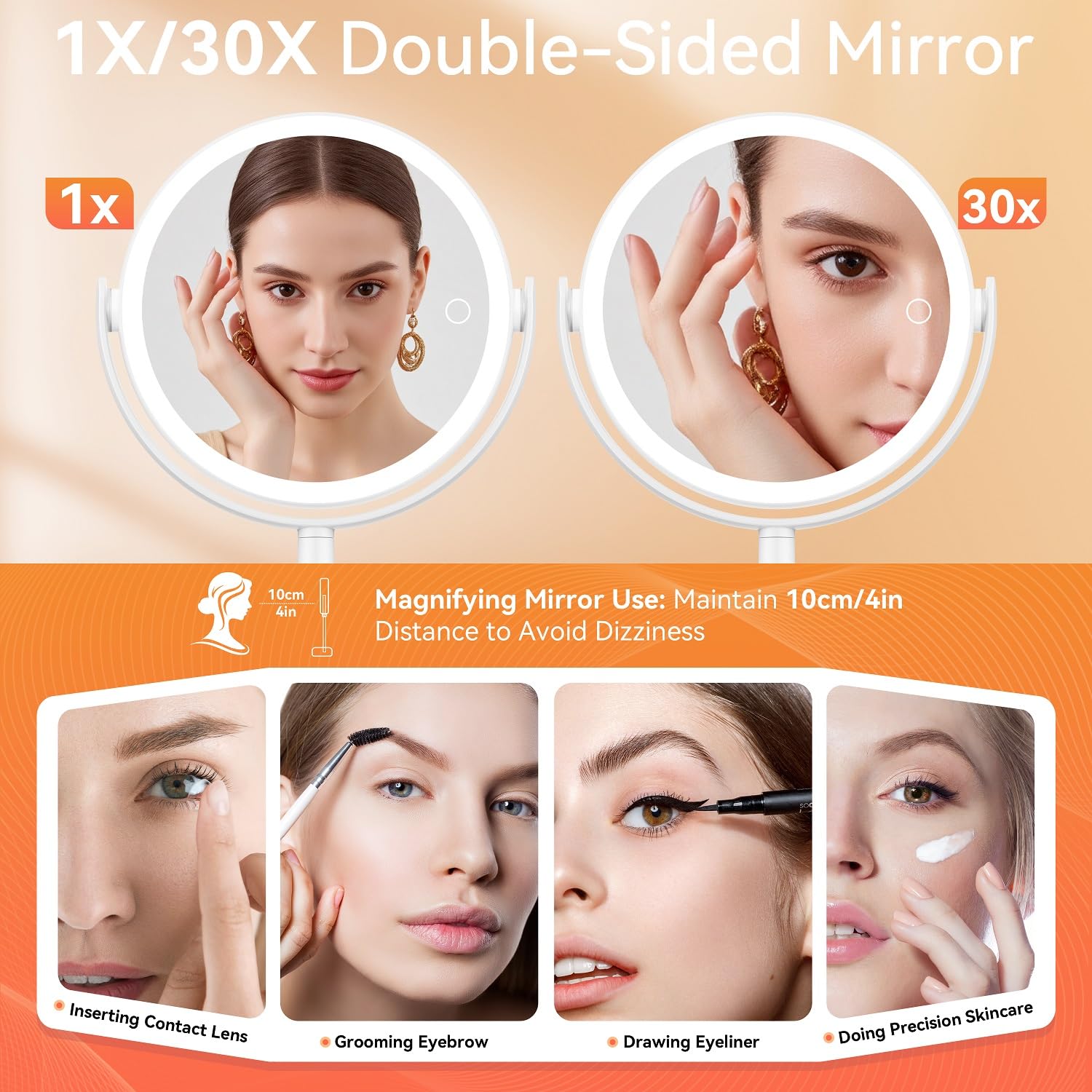 Auxmir makeup mirror rotates 360 degrees for versatile viewing angles