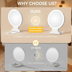 Auxmir rechargeable mirror with 2000mAh battery for wireless use on the go.