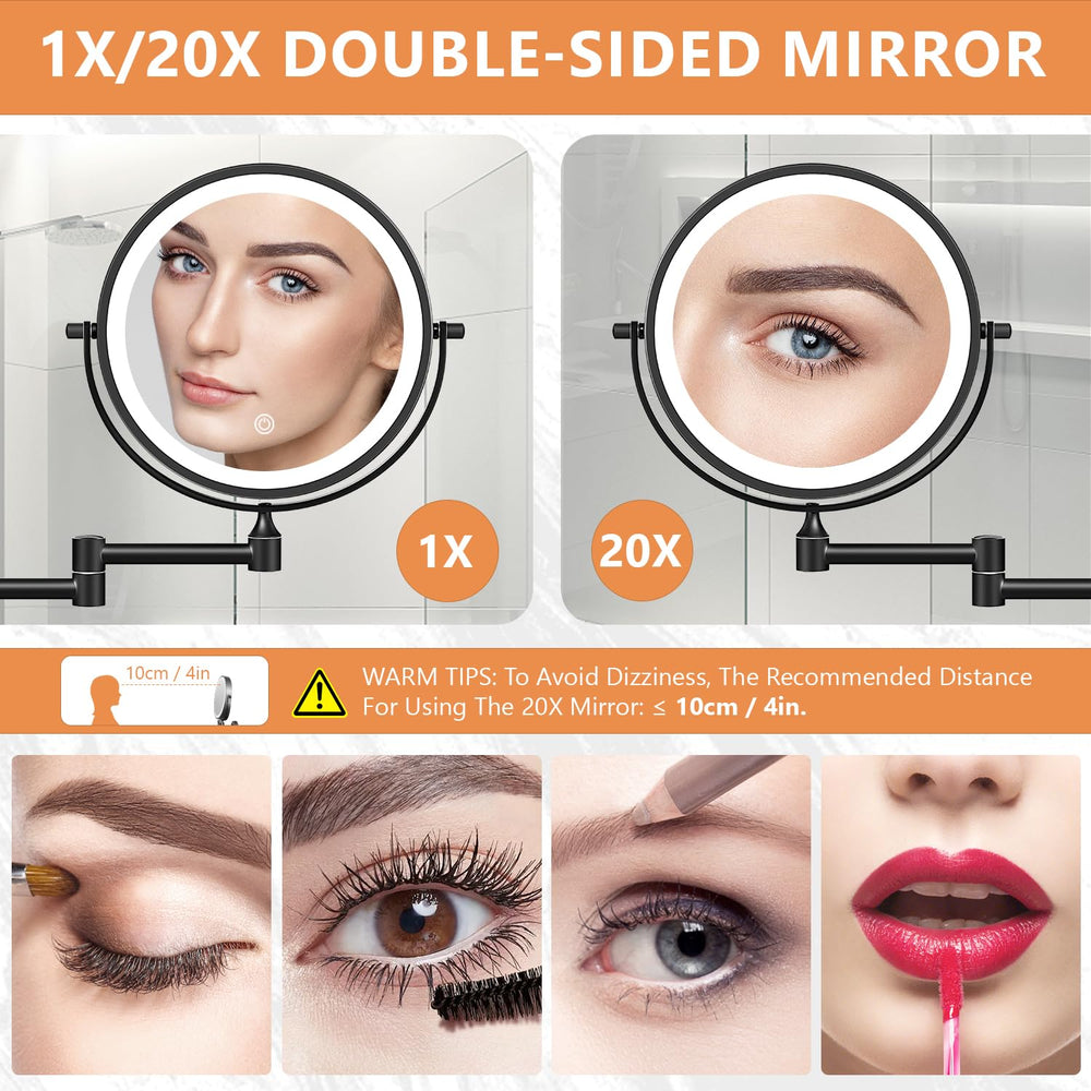 Auxmir wall-mounted makeup mirror with rechargeable power for clutter-free vanity