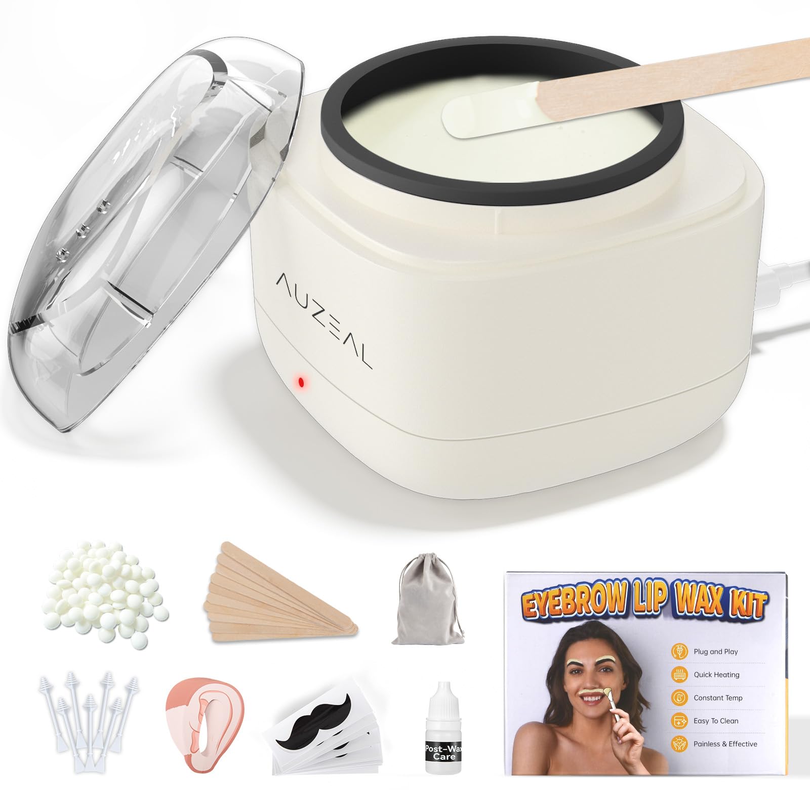 AUZEAL mini wax beads ready for precise at-home facial removal