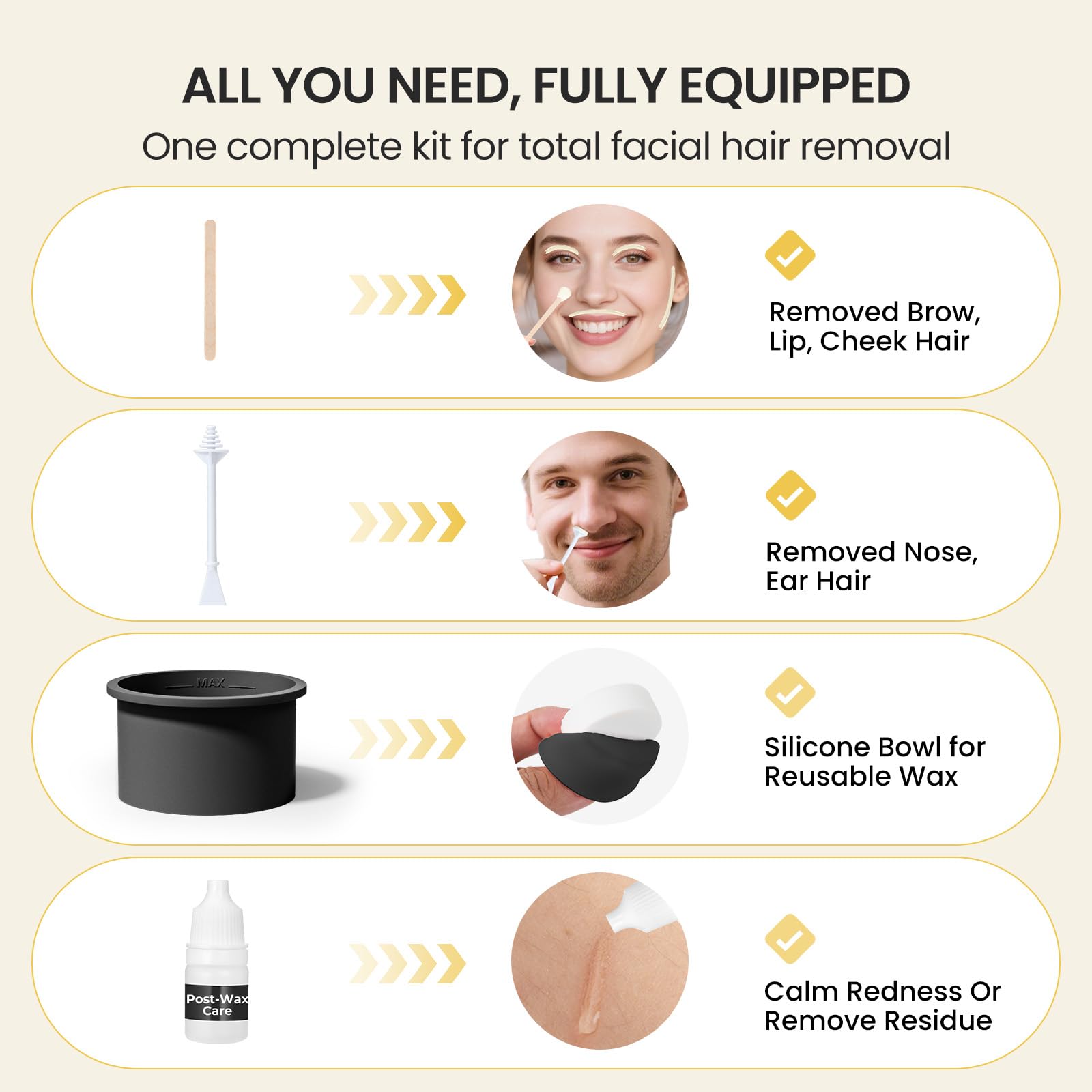AUZEAL mustache pads for precise lip-area waxing