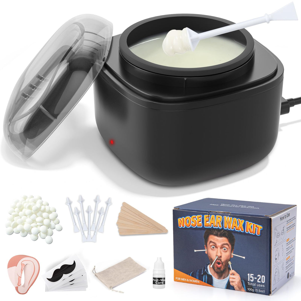AUZEAL nose wax kit with USB rapid heat for quick hair removal.