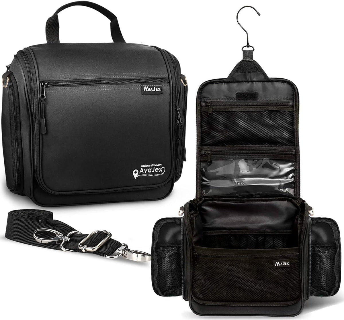 AvaJex Extra Large Hanging Toiletry Bag interior space keeps items neatly organized.
