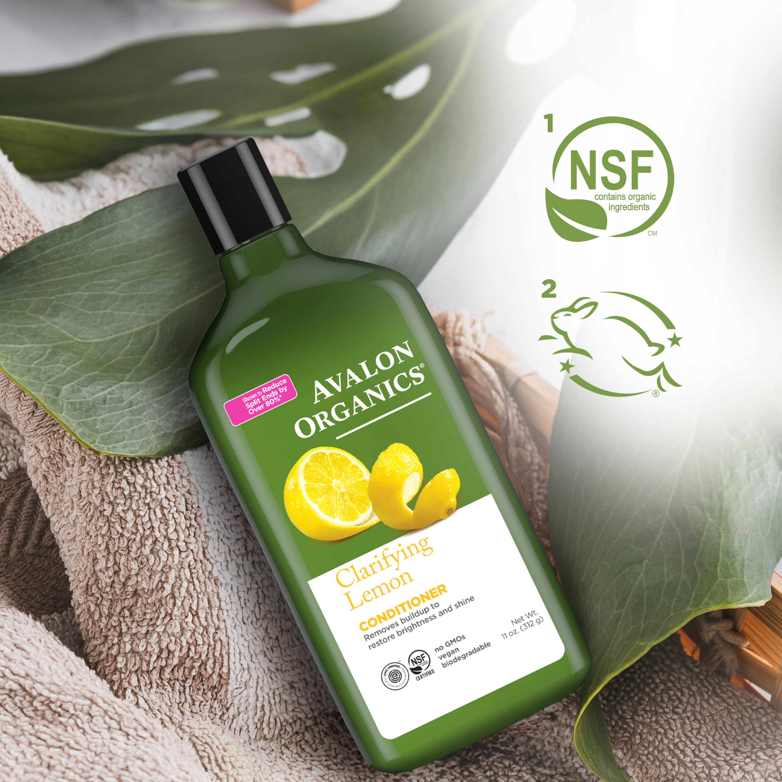 Aroma cítrico refrescante del acondicionador Avalon Organics para ducha revitalizante.