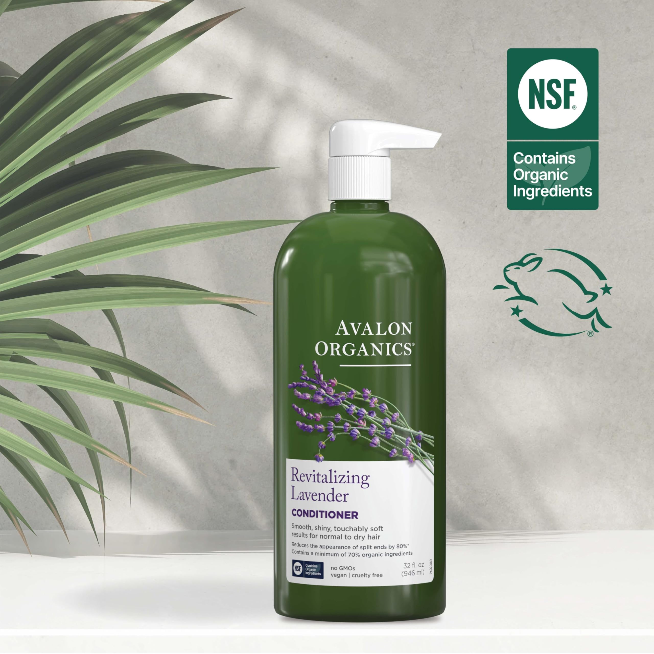 Avalon Organics Acondicionador Nutritivo Lavanda, certificaciones libre de crueldad y cuidado responsable