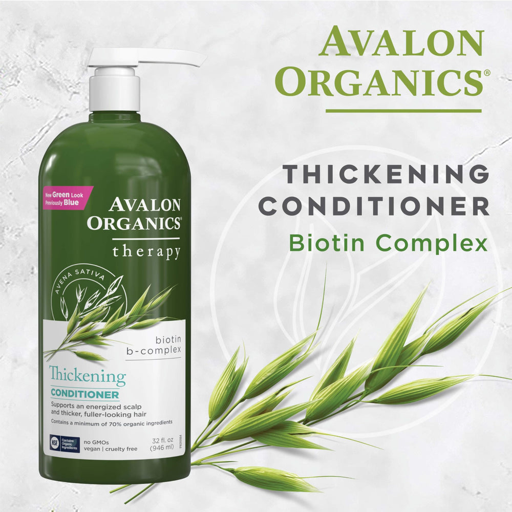 Botella de 32 onzas de Avalon Organics Biotin B-Complex en envase