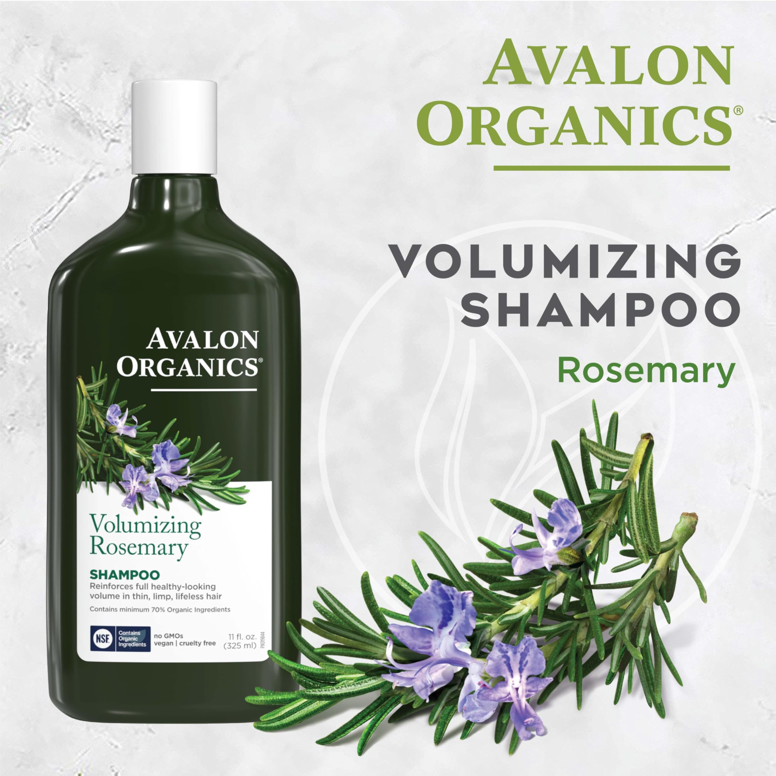 Avalon Organics champú voluminizador de romero, aceite esencial de romero para aroma revitalizante
