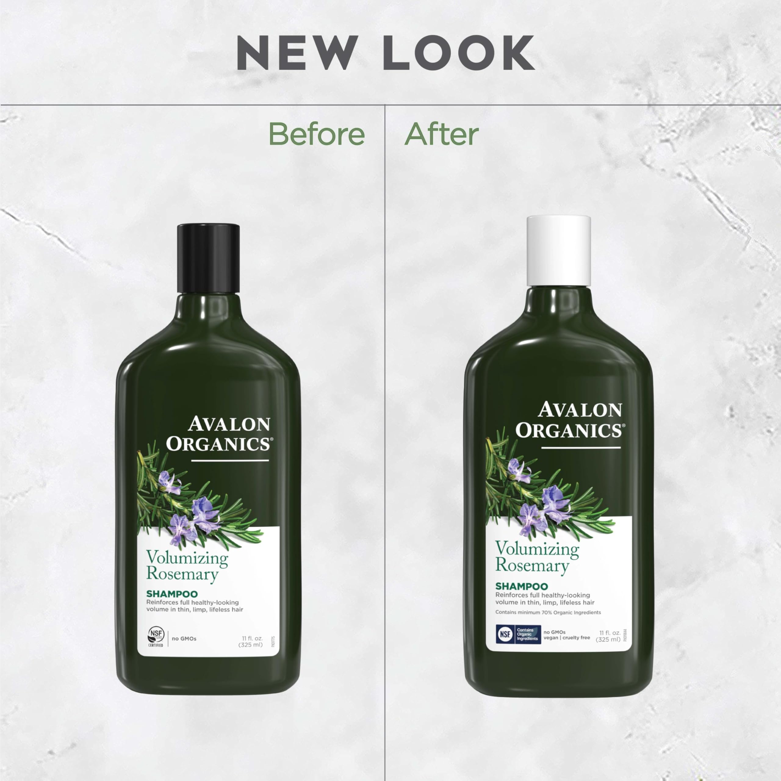 Avalon Organics champú voluminizador de romero, envase sostenible y libre de crueldad