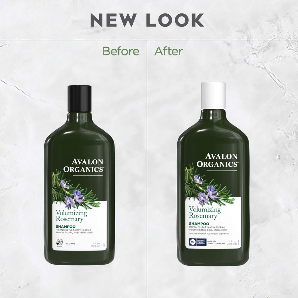Avalon Organics champú voluminizador de romero, envase sostenible y libre de crueldad