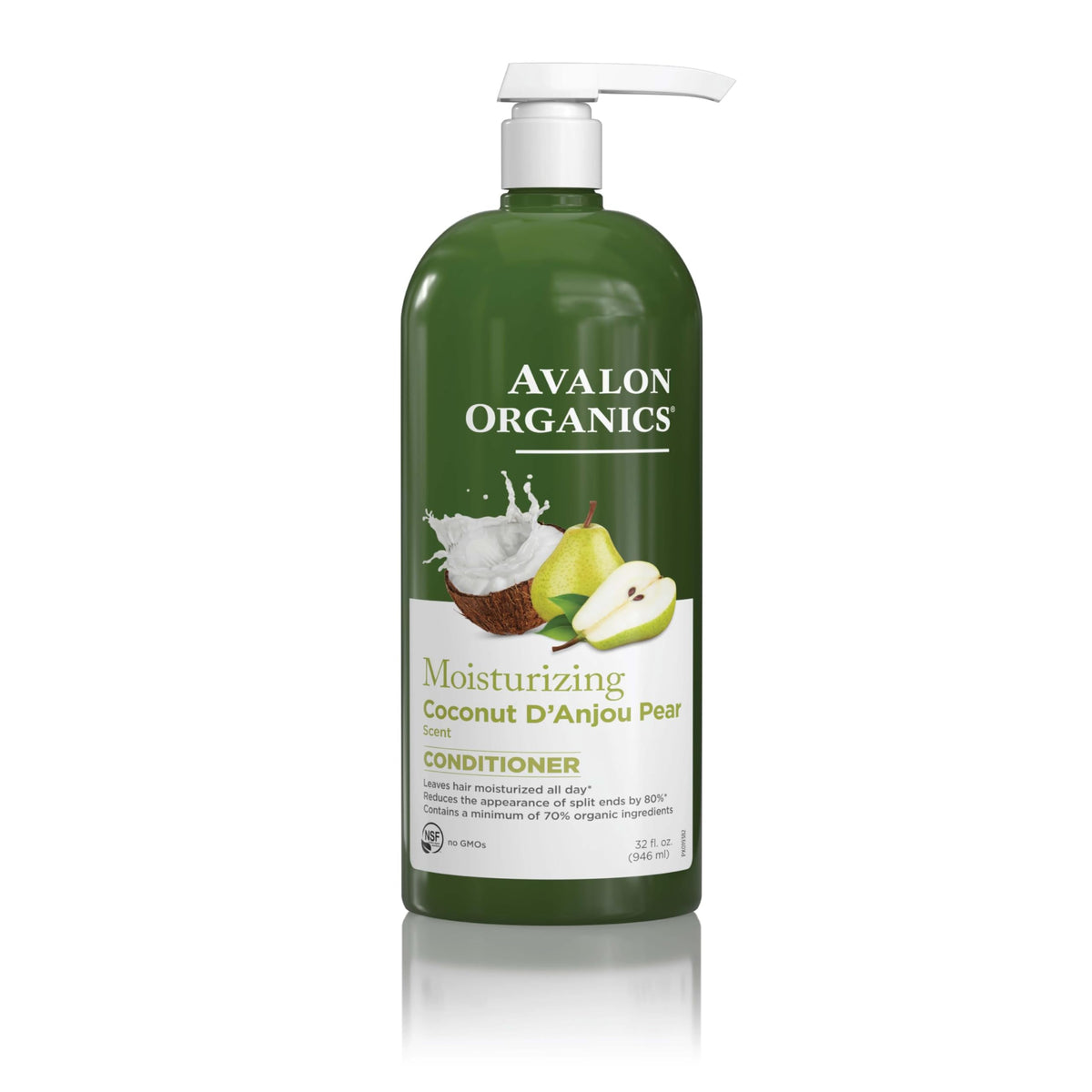 Acondicionador Avalon Organics Coco Pera en botella reciclada con hidratación suave.