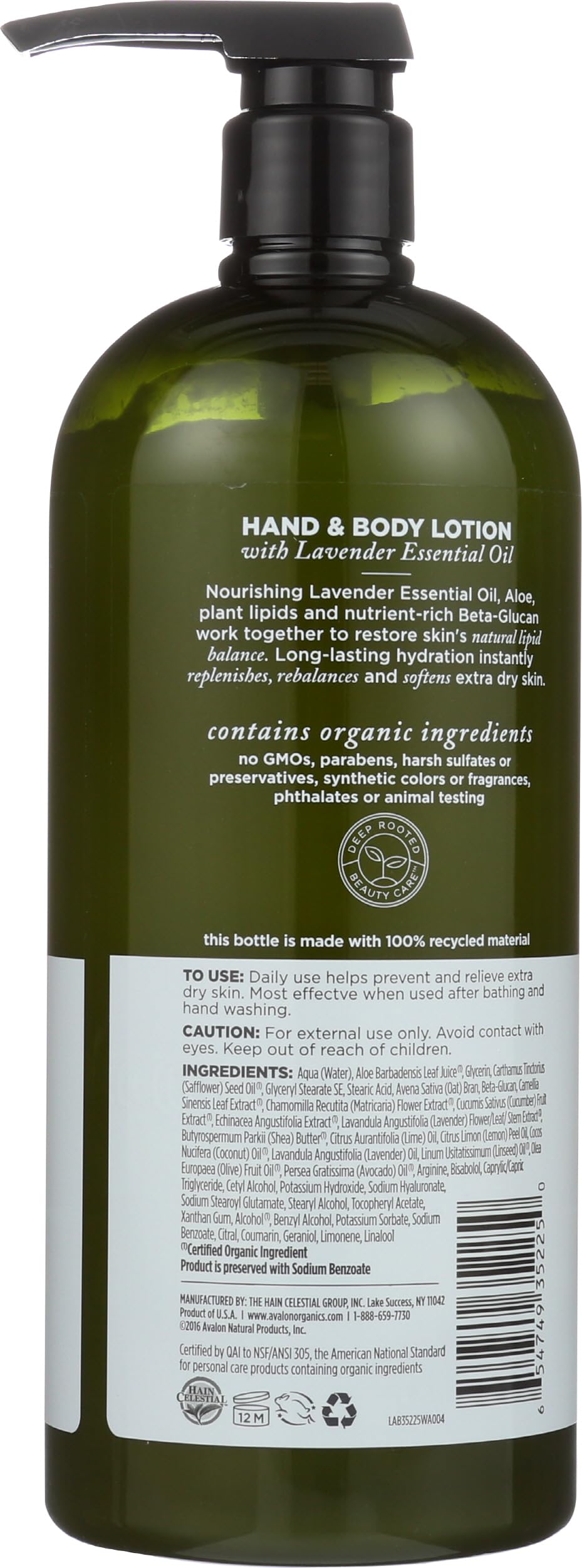 Avalon Organics lavender lotion pump closeup—easy, mess-free application.