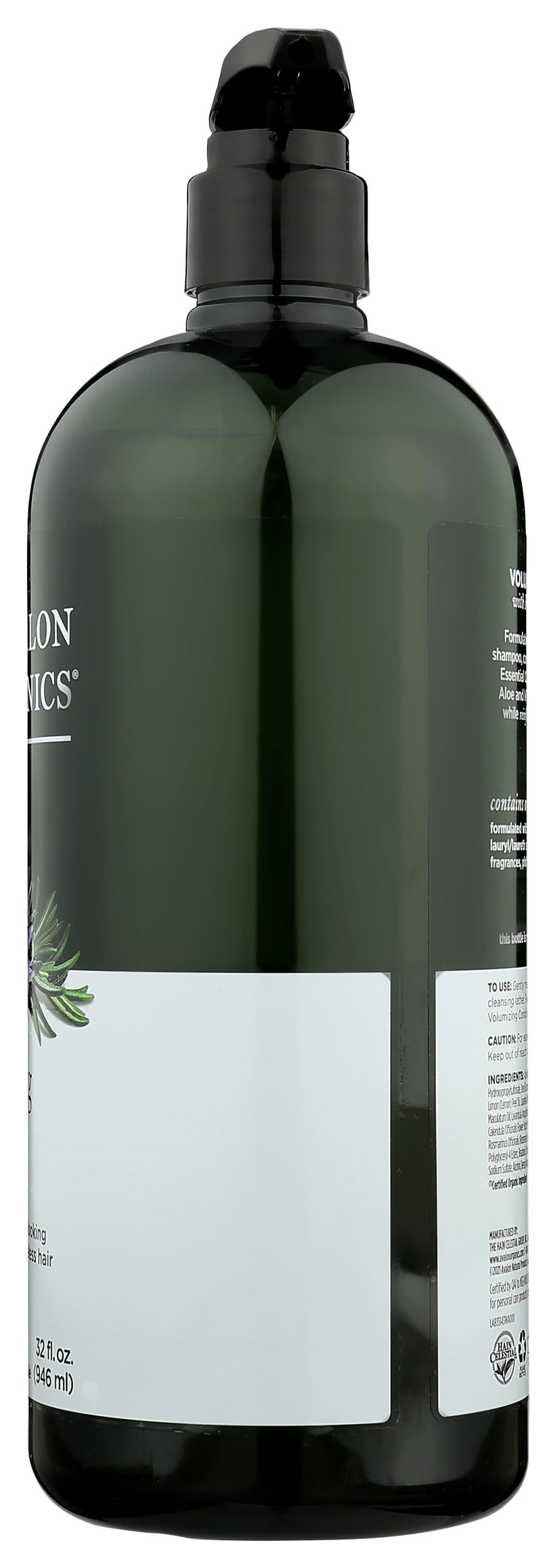 Avalon Organics Rosemary Shampoo with quinoa protein informational label