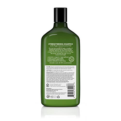 Etiqueta del champú Fortalecimiento con Menta de Avalon Organics