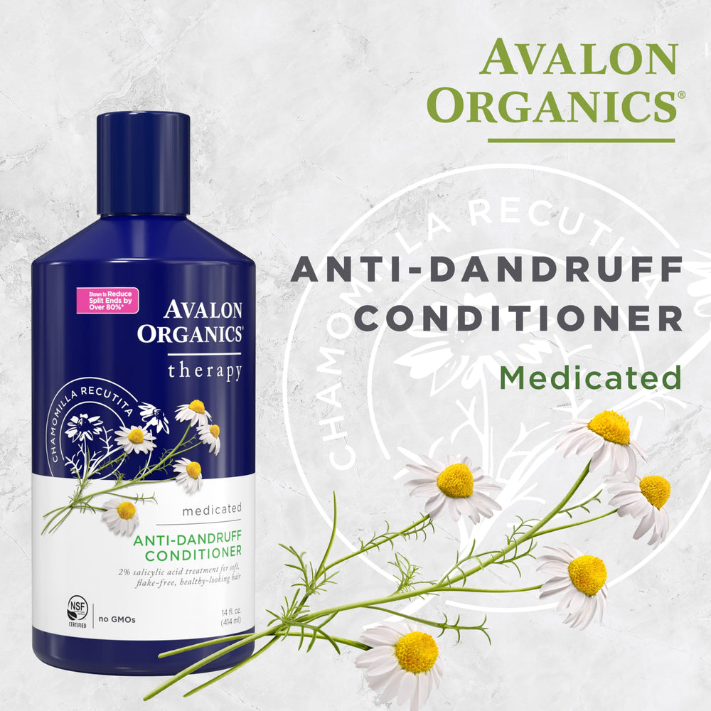 Acondicionador Avalon Organics Therapy con aceite de árbol de té y aloe para cuero cabelludo.