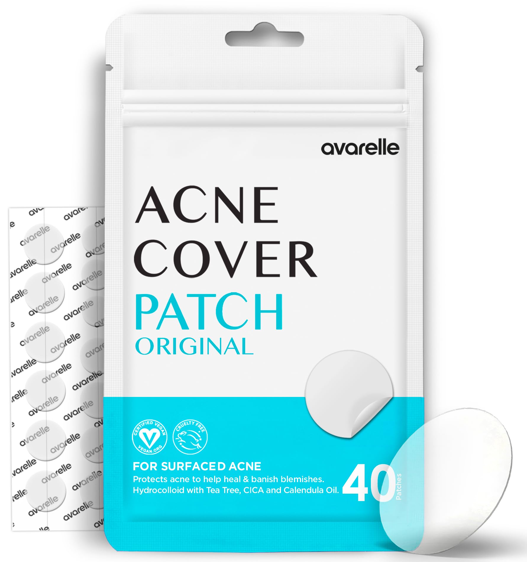 AVARELLE acne cover patch on zit with tea tree for discreet blemish care