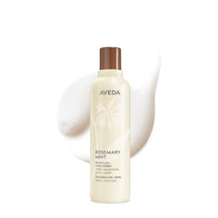 Aveda Acondicionador Romero y Menta, botella, cabello ligero con brillo.