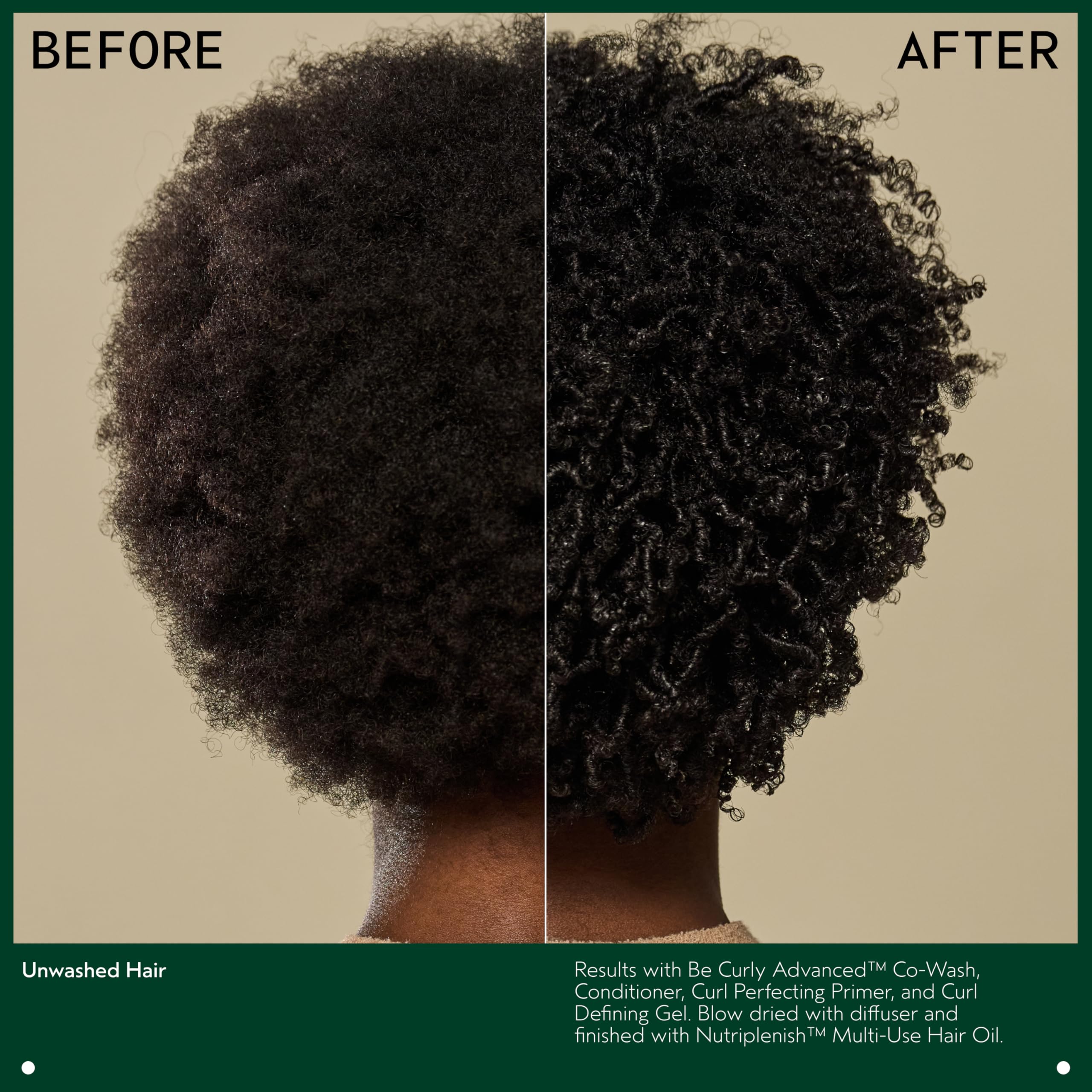  refreshing citrus aroma implied by Be Curly Advanced Co-Wash packaging