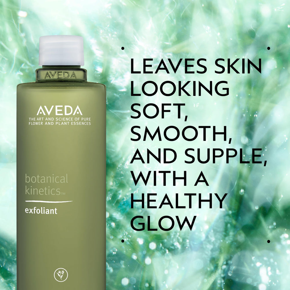 Aveda Botanical Kinetics Exfoliant pour demonstrates liquid exfoliation for refreshed texture.