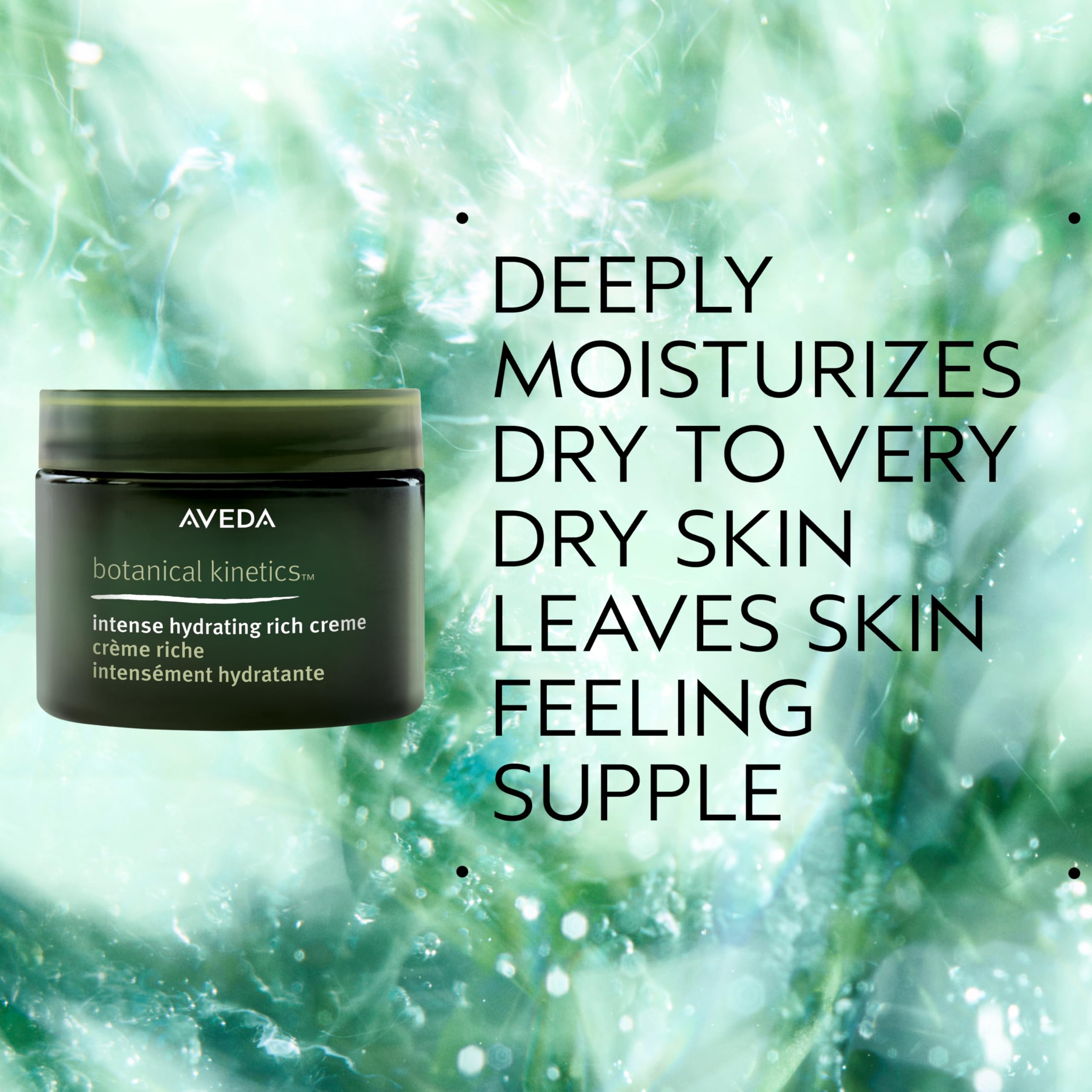 Aveda Botanical Kinetics Intense Hydrating Rich Creme texture closeup highlighting creamy hydration.