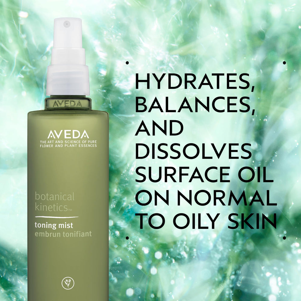 Spray application image showing cooling mist for balanced skin after cleansing.