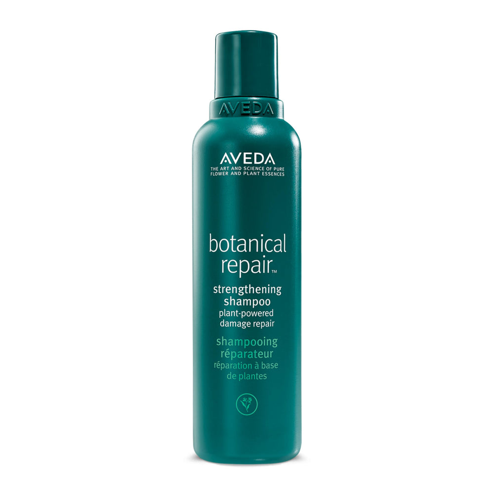Aveda Botanical Repair Shampoo bottle front, bond-building care for damaged hair.