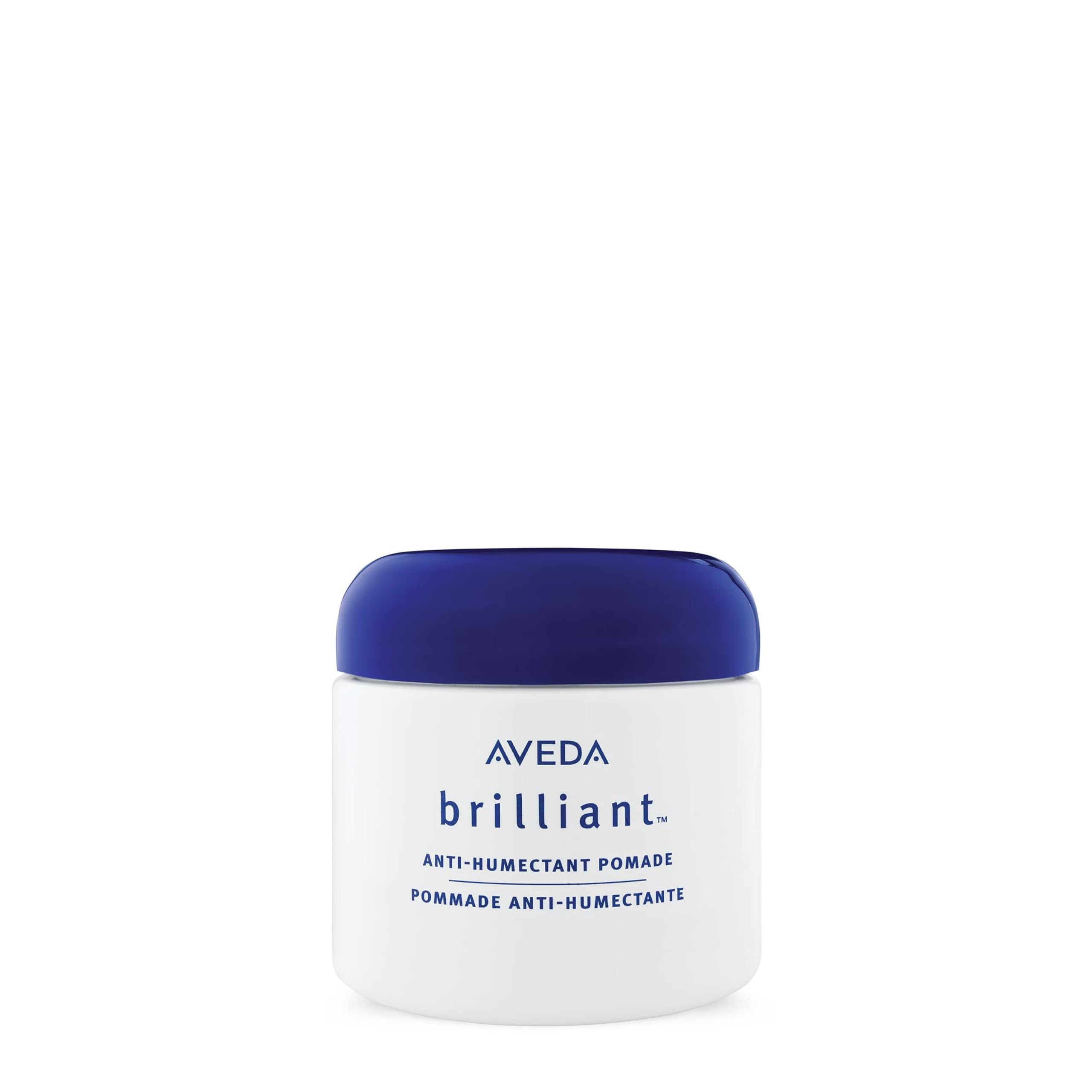 Aveda Brilliant Anti-Humectant Pomade bottle showcasing humidity protection for curly hair.