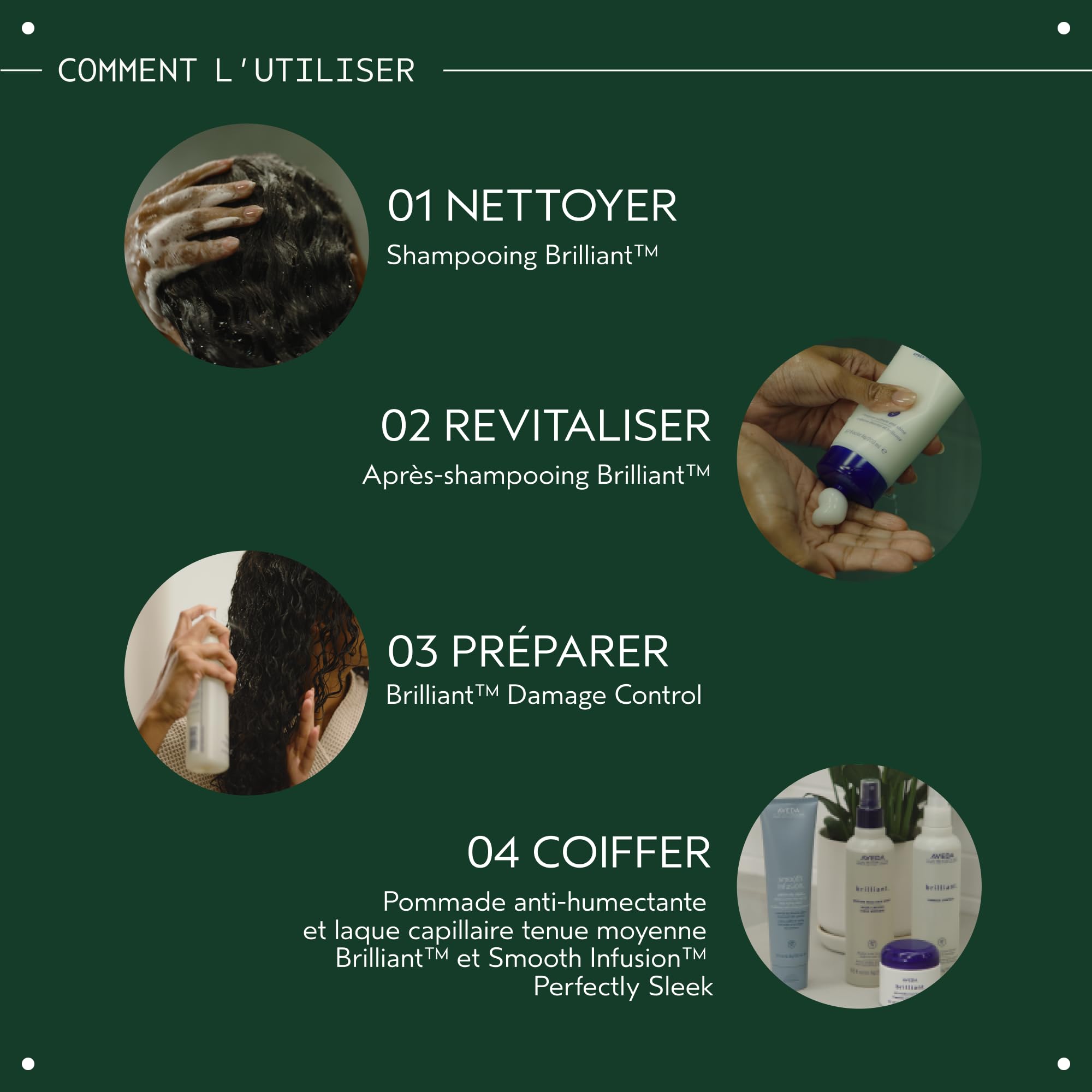 Aveda Brilliant Damage Control reduces breakage during combing and styling.