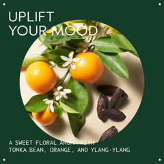 Aveda Cherry Almond aroma featuring tonka bean and orange for uplifting mood.