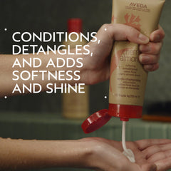 Aveda Cherry Almond Softening Conditioner with pump enables mess-free, quick daily application.