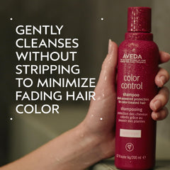 Aveda Color Control Light Shampoo applied to hair demonstrating soft, airy feel