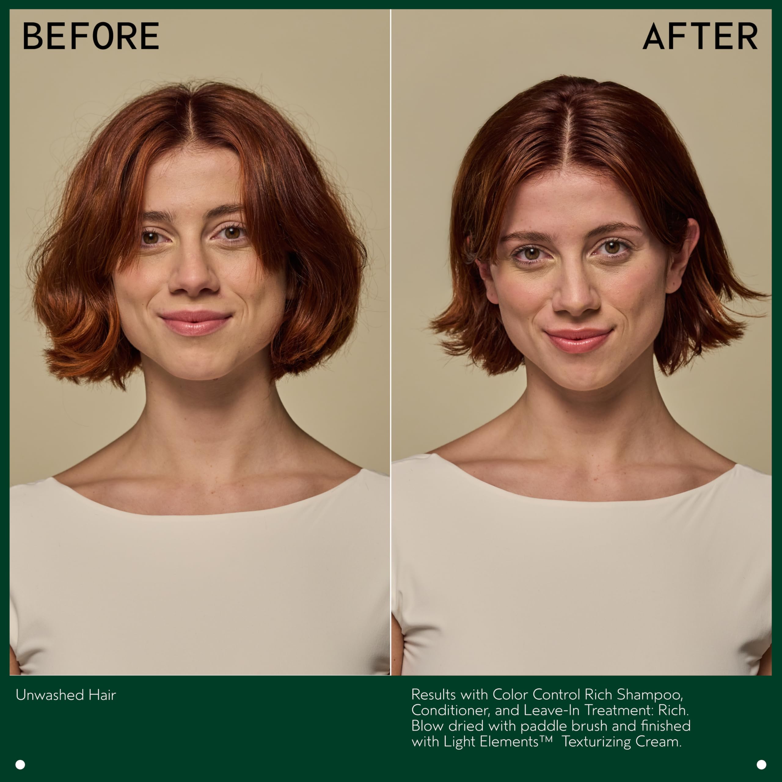 Hair wet with Aveda Color Control Rich Shampoo demonstrates non-stripping cleanse