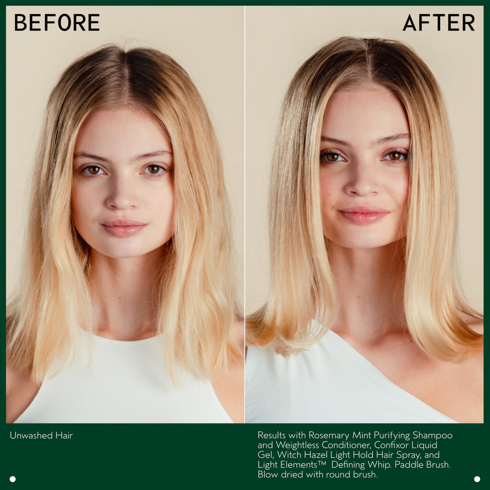Hair with defined strands using Aveda Confixor’s lightweight gel.
