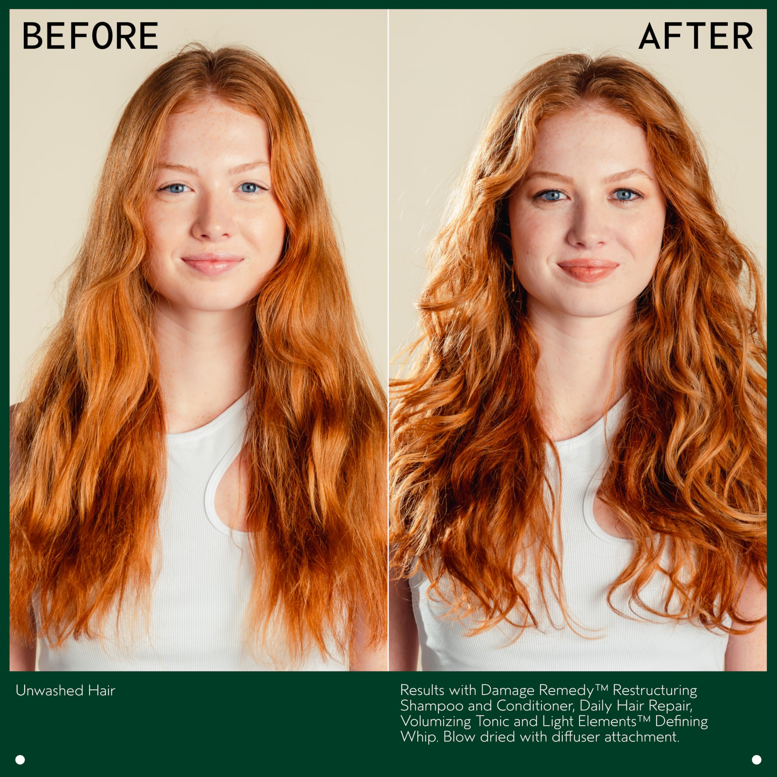 Application on damp hair showing easy distribution from roots to ends.
