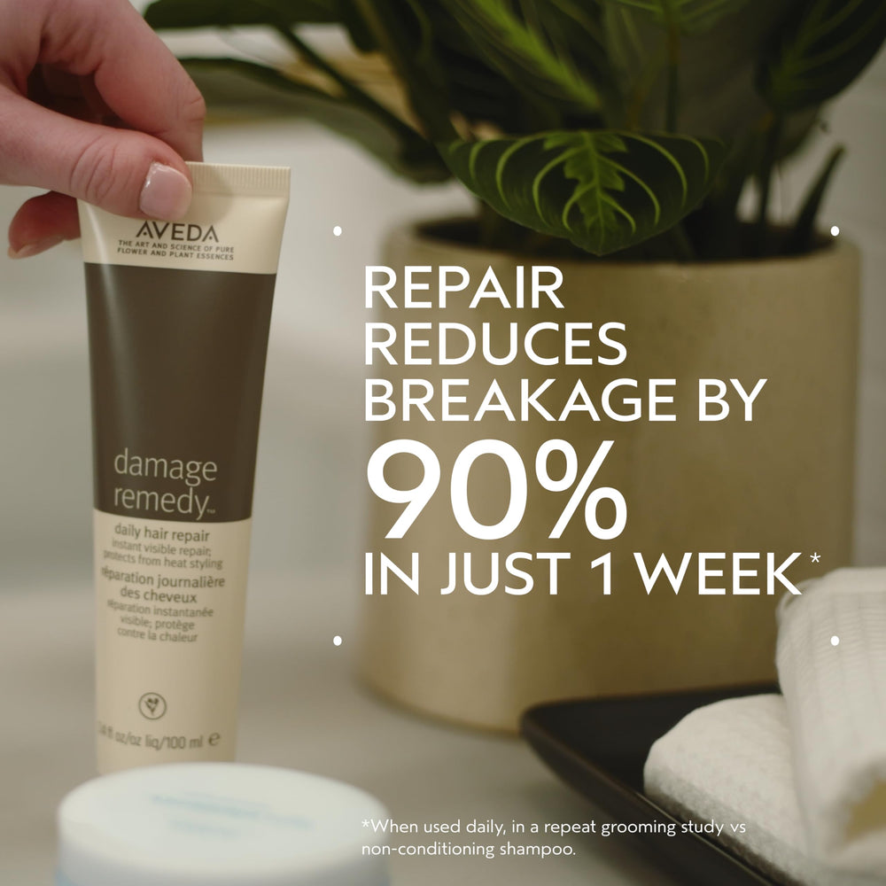 Aveda Damage Remedy Daily Hair Repair product dispensing smoothly for damp hair.