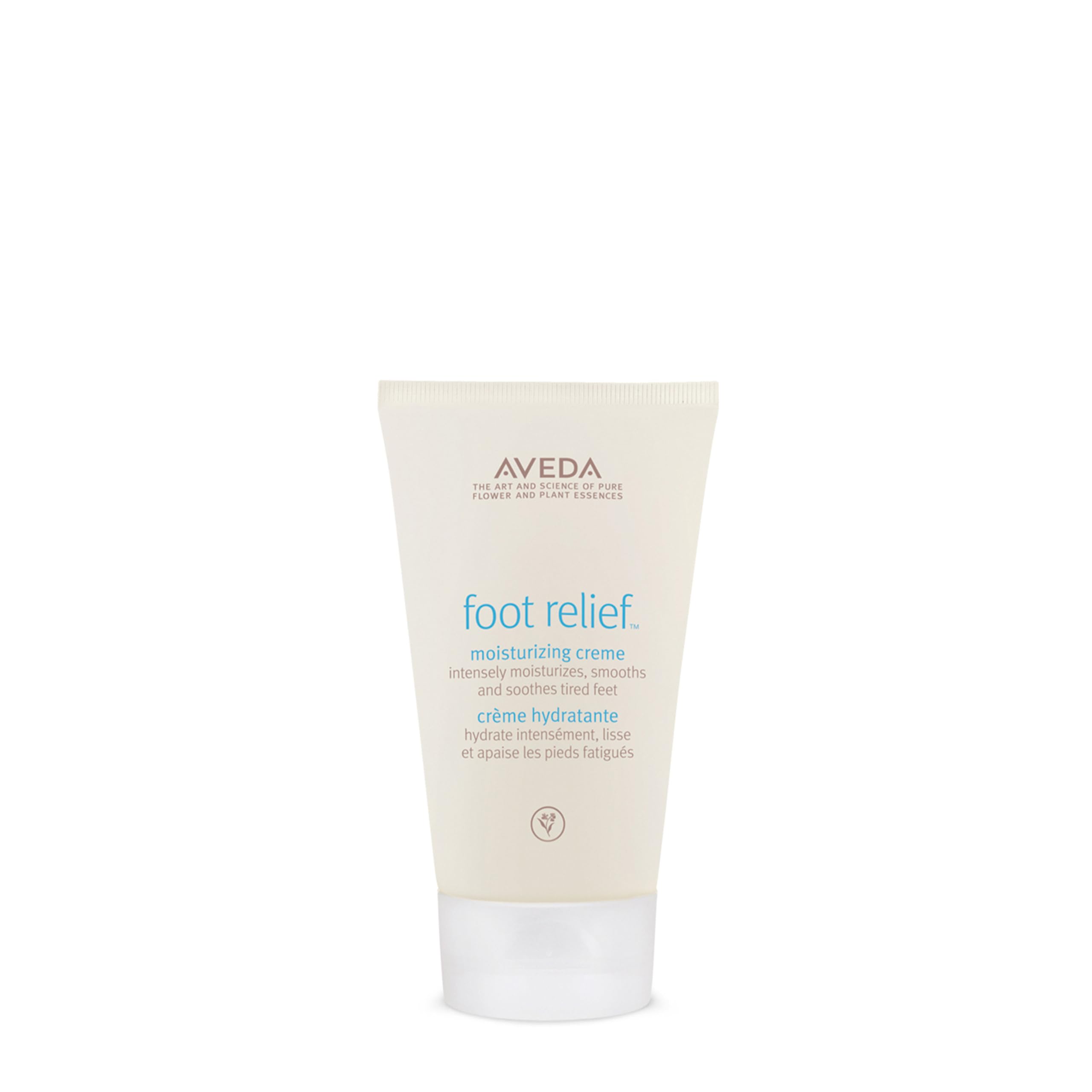 Aveda Foot Relief Creme jar close-up; rich hydration for dry feet.