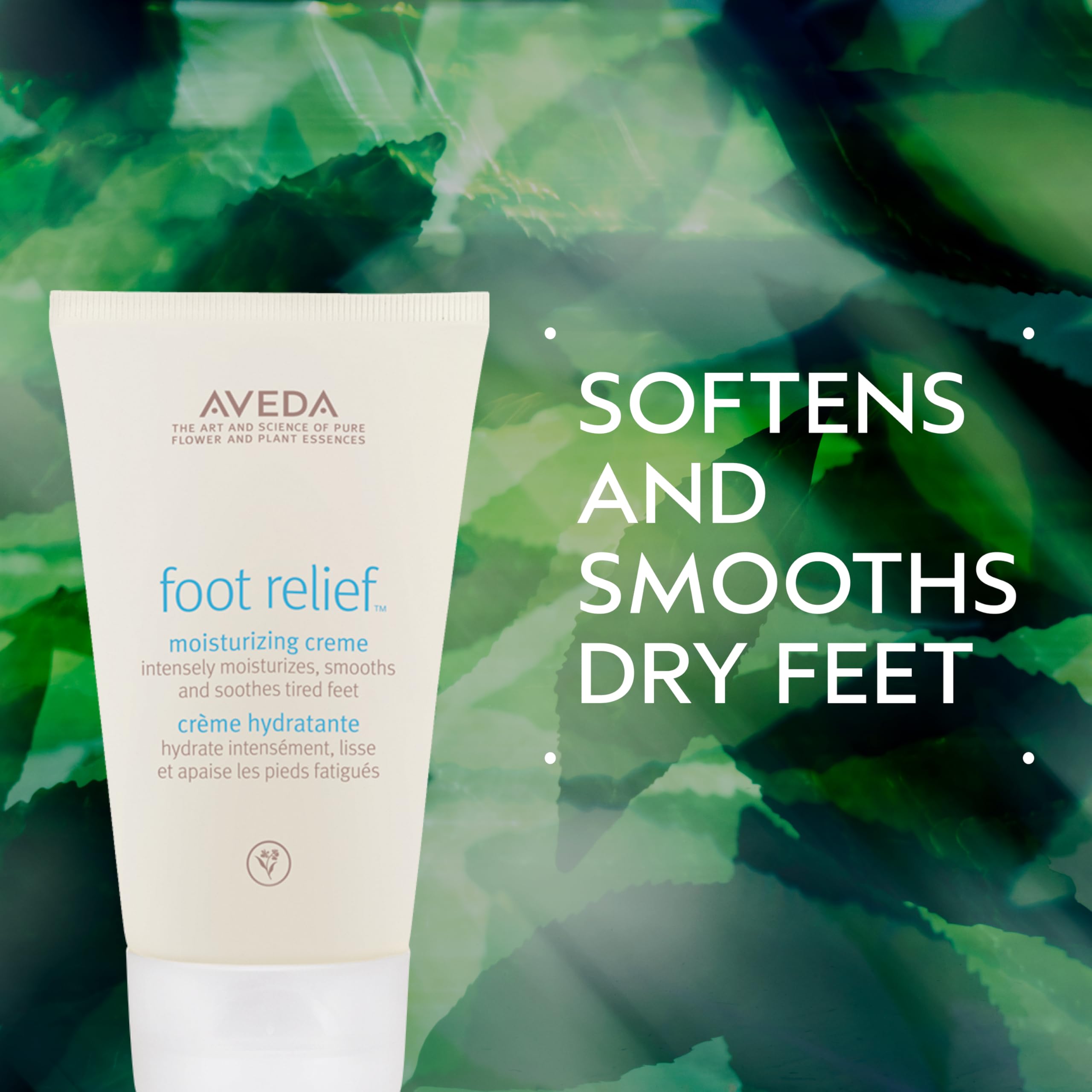 Aveda Foot Relief Creme texture close-up; creamy formula for smoothing feet.