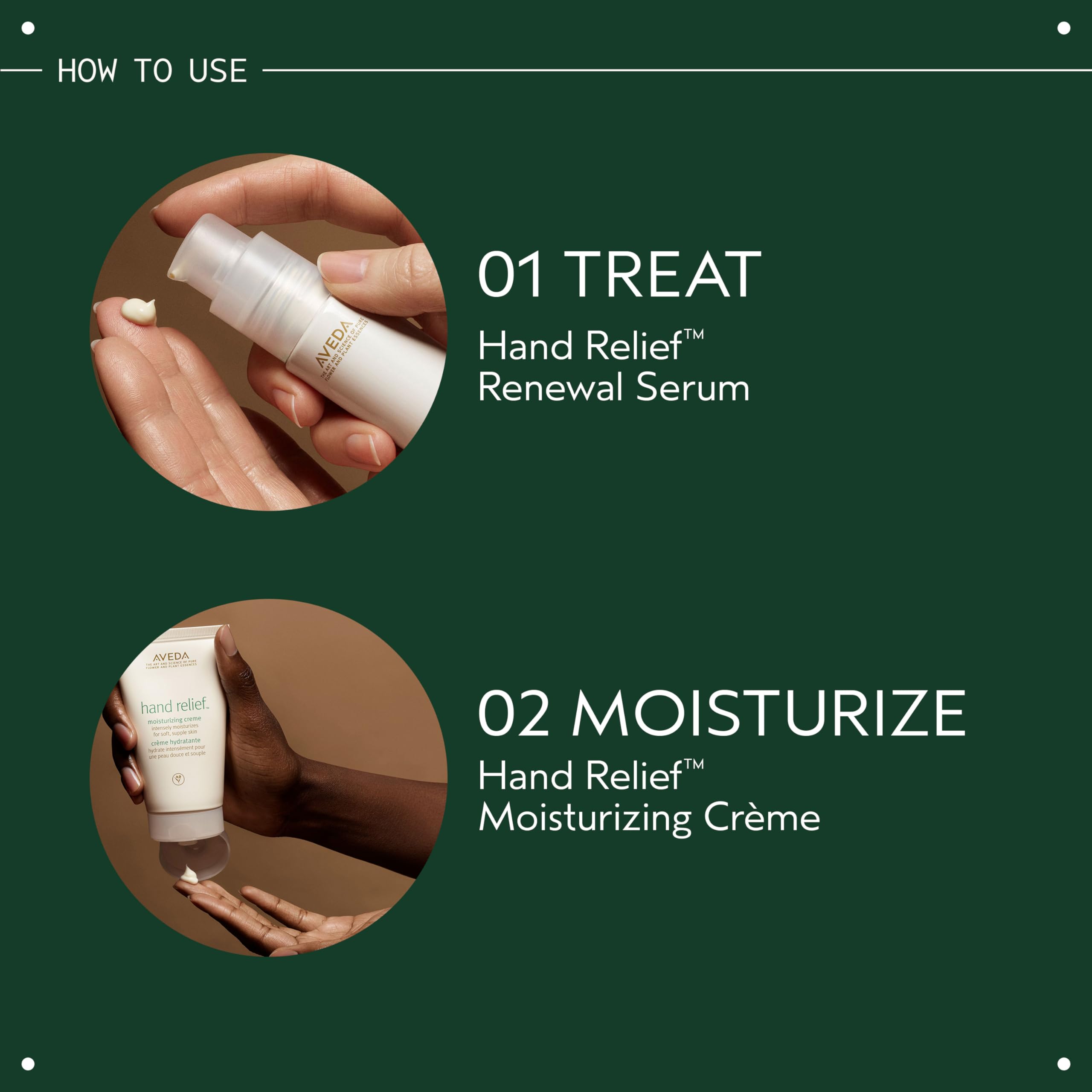 Packaging and label of Aveda Hand Relief Renewal Serum