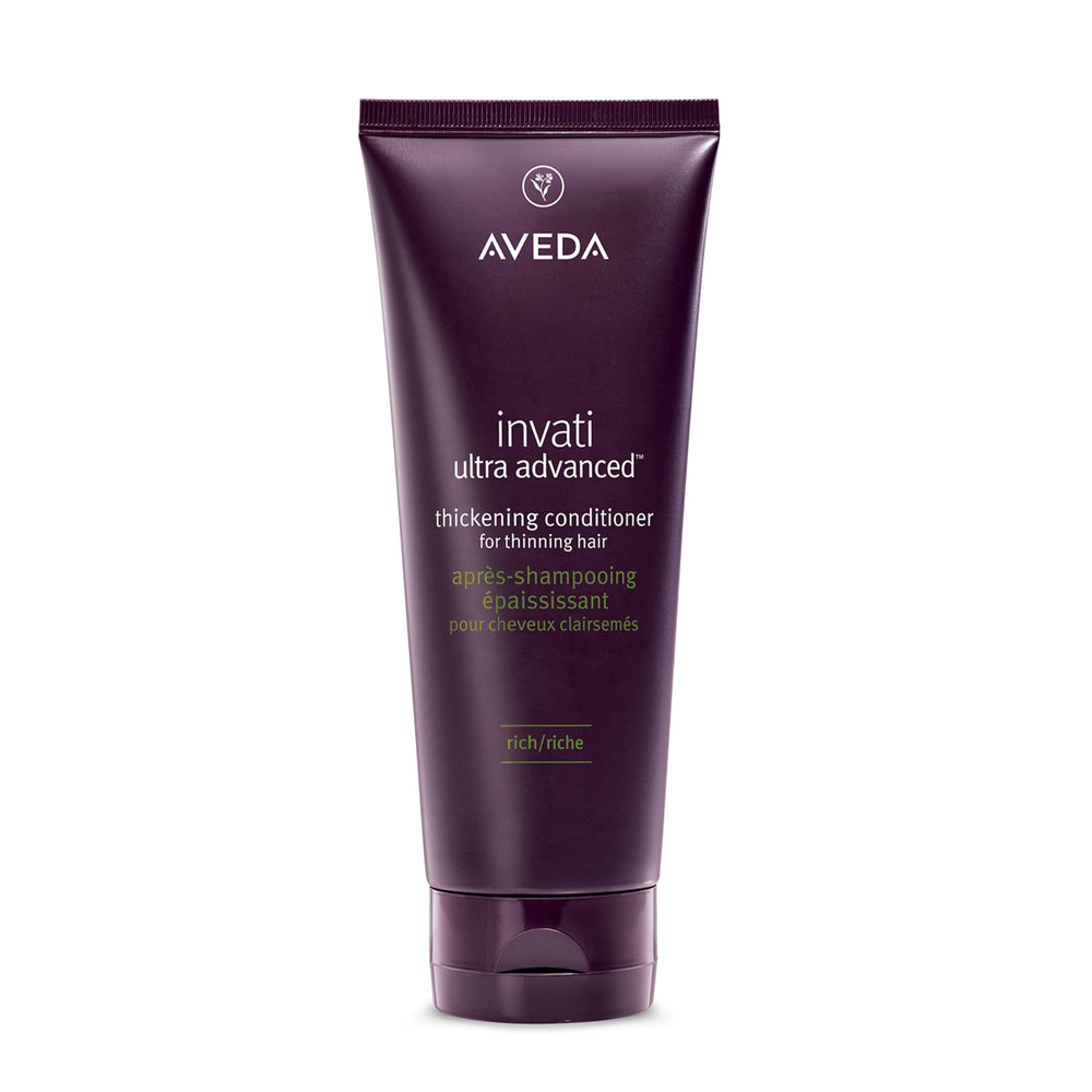 Aveda Invati Ultra Thickening Conditioner Rich bottle supports detangling and added root-to-tip thickness.