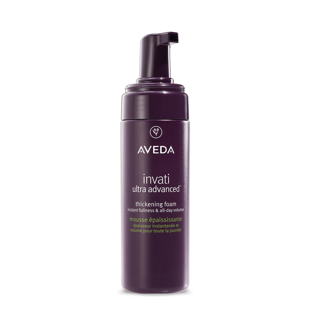 Aveda Invati Ultra Thickening Foam bottle promoting fuller-looking hair