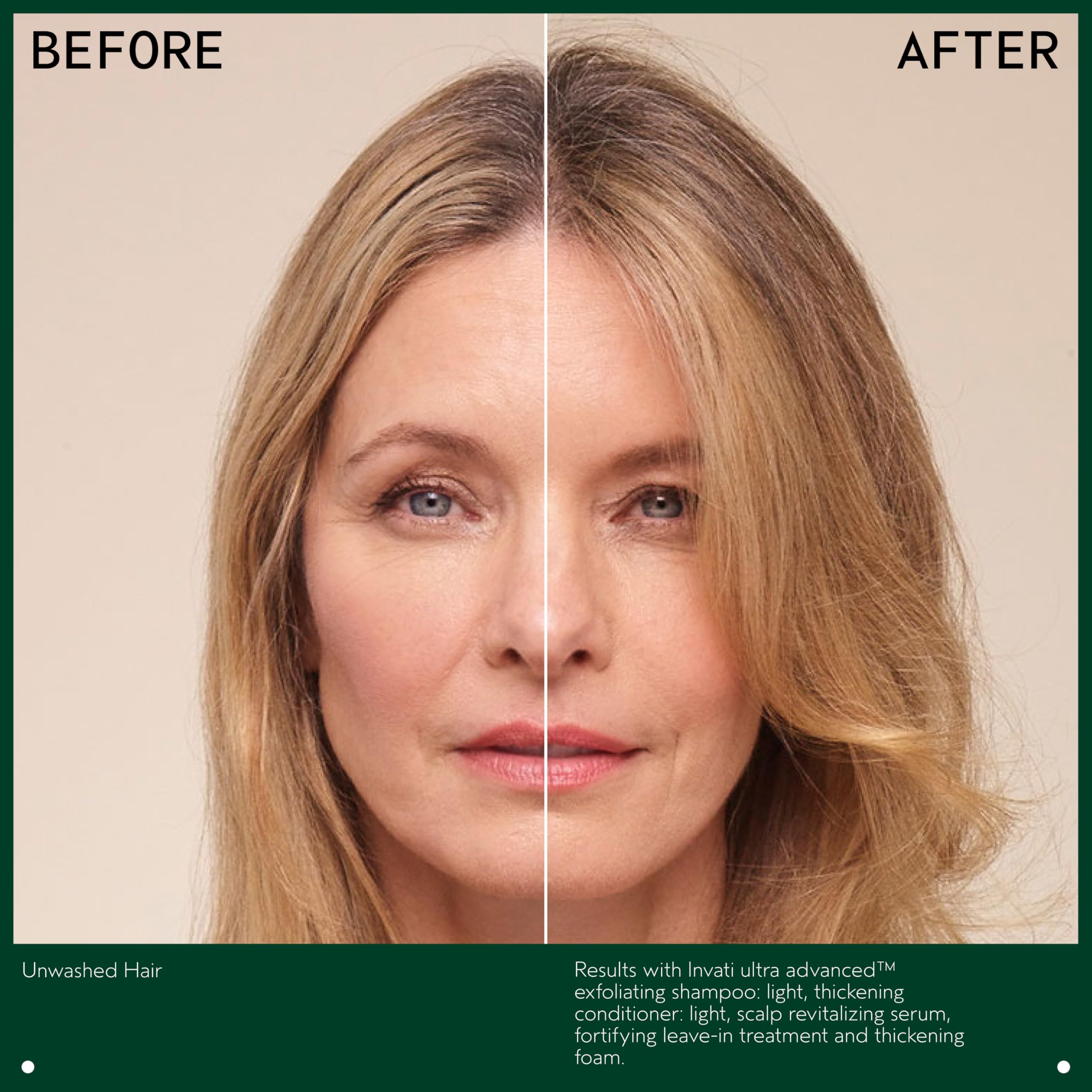 Aveda Invati Ultra Brillo en cabello, aspecto suave y saludable.