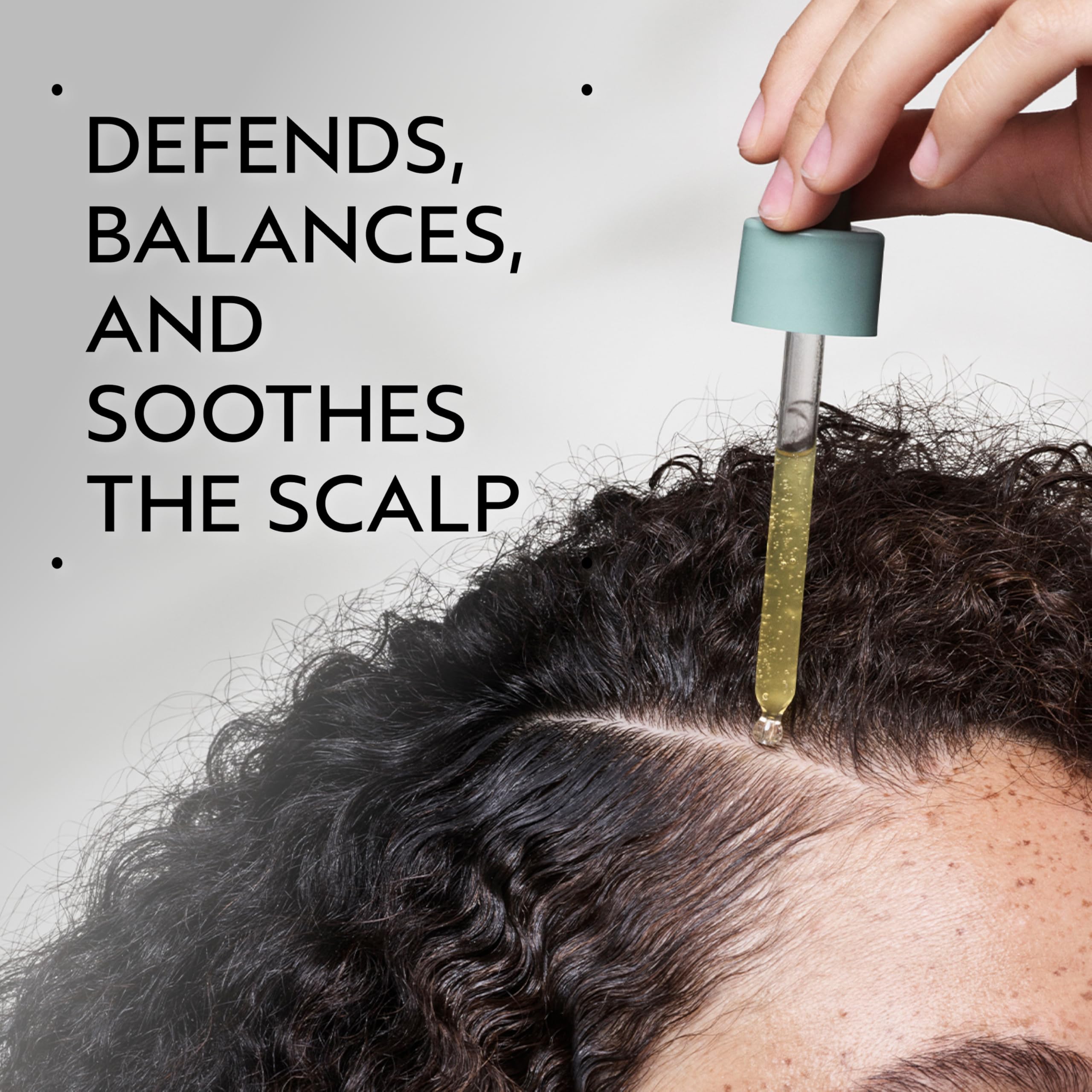 Aveda Lactobacillus ferment and ectoin illustration signaling balanced scalp microbiome and hydration.